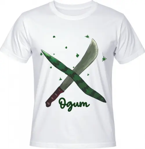 Camiseta Ogum Facões Cruzados Simbolismo e Natureza