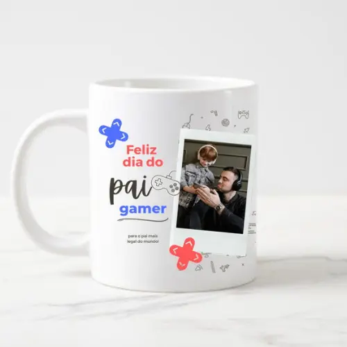 Caneca Pai Gamer Personalizada com Foto