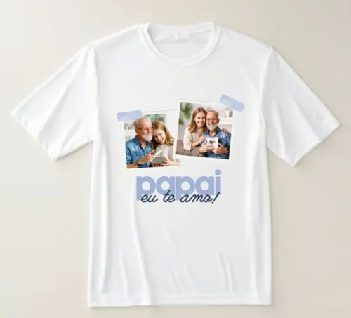 Camiseta Papai Eu Te Amo Personalizada com Foto