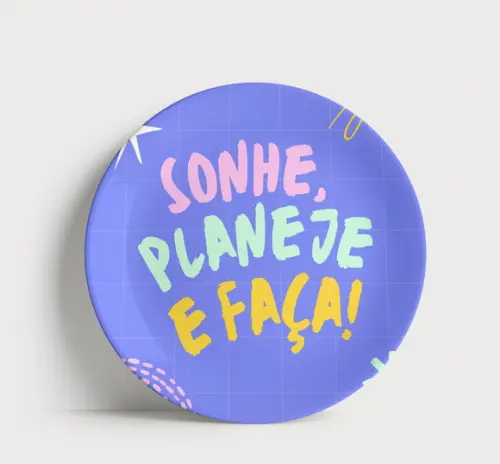 Prato Decorativo Frase Sonhe, Planeje e Faça