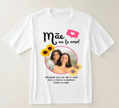 Camiseta Mãe Eu Te Amo Personalizada com Foto