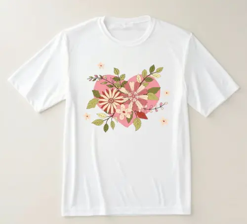 Camiseta Coração Floral