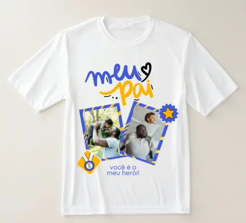 Camiseta Meu Pai Você É Meu Herói Personalizada com Foto