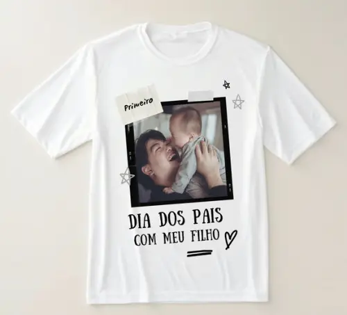 Camiseta Meu Primeiro Dia dos Pais Como Papai Personalizada