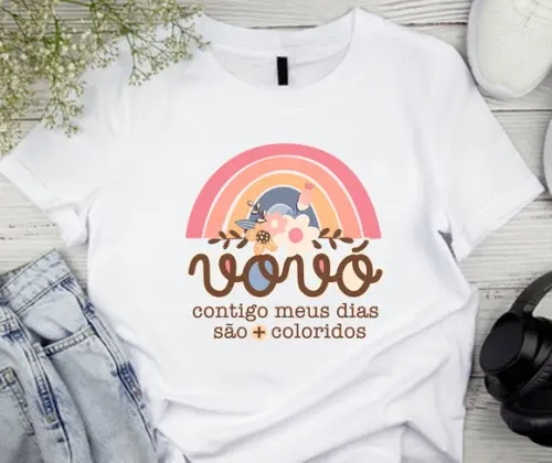 Camiseta Vovó com Você Meu Dias São Mais Coloridos