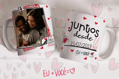 Caneca Dia dos Namorados Personalizada com Data e Foto