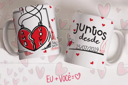 Caneca Dia dos Namorados Personalizada com Data