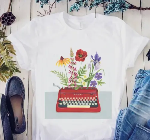 Camiseta Feminina Maquina de Escrever