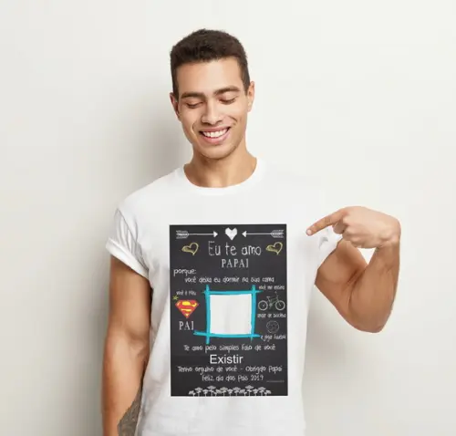 Camiseta Dia Dos Pais Personalizada Com Foto