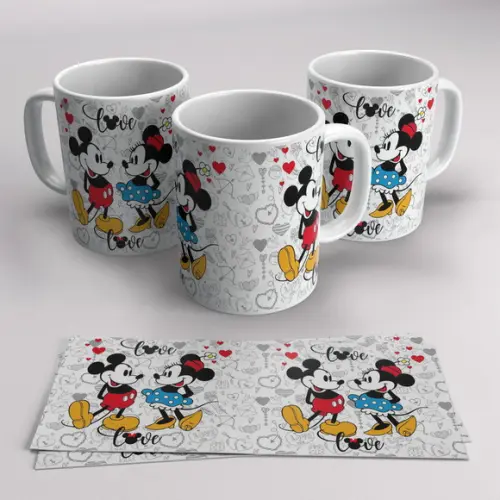 Caneca Porcelana Minie e Mickey