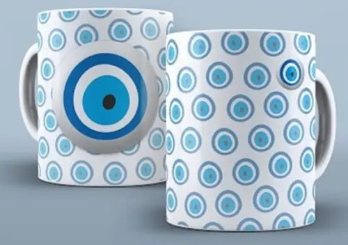 Caneca Porcelana Olho Grego