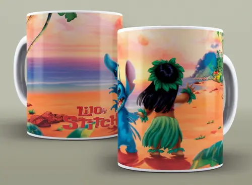 Caneca Porcelana Lilio e Stitch