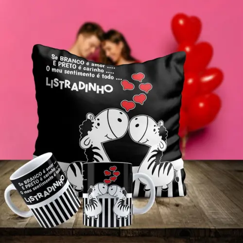 Kit Dia dos Namorados Almofada e Caneca Personalizada