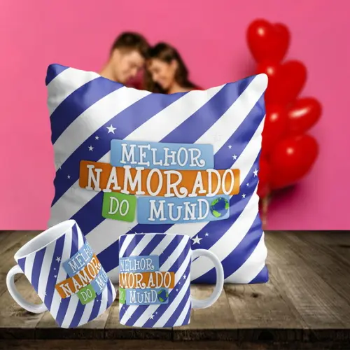 Kit Dia dos Namorados Almofada e Caneca Personalizada