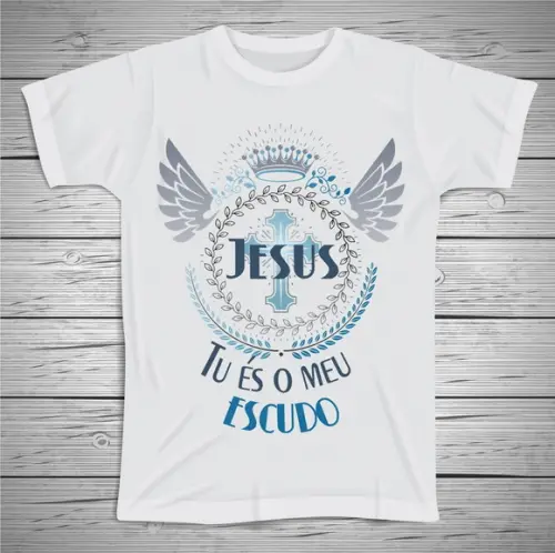 Camiseta Religiosa Jesus Tu És Meu Escudo