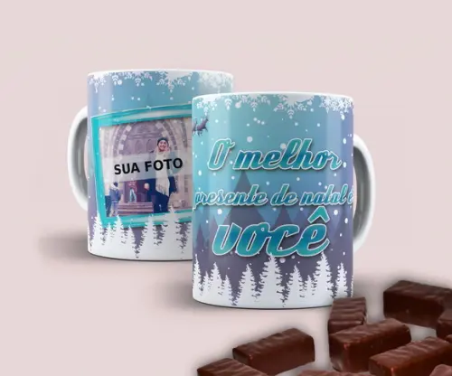 Caneca Porcelana Feliz Natal Personalizada