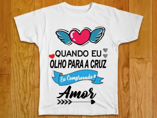 Camiseta Religiosa Quando Olho Para Cruz