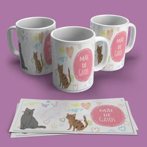 Caneca Porcelana Mãe de Gato