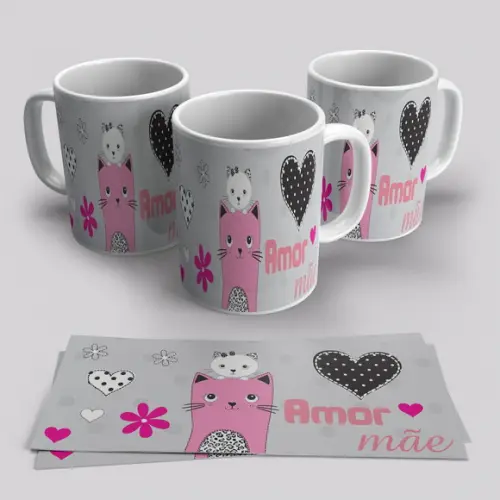 Caneca Porcelana Mãe de Gato