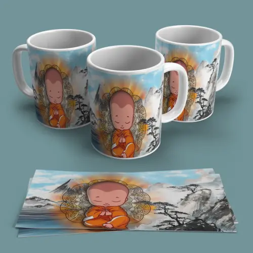 Caneca Porcelana Buda