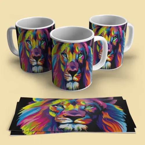 Caneca Porcelana Leão