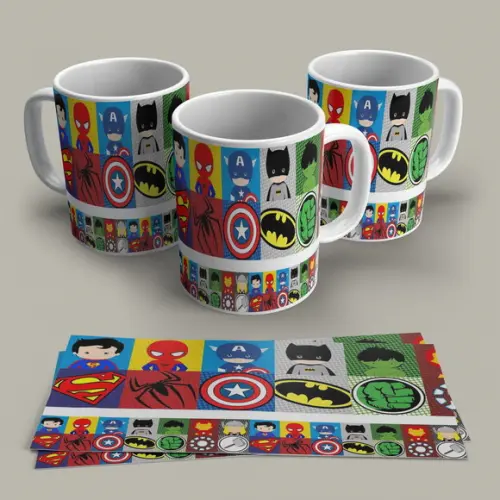 Caneca Porcelana Mascotes Super Heróis