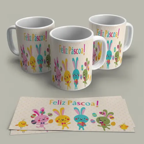 Caneca de Porcelana Feliz Páscoa