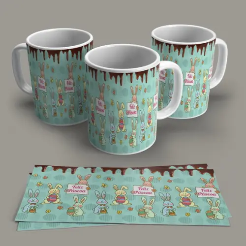 Caneca de Porcelana Feliz Páscoa