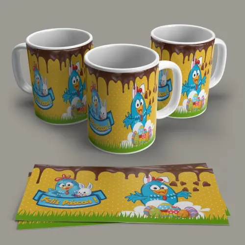 Caneca de Porcelana Feliz Páscoa