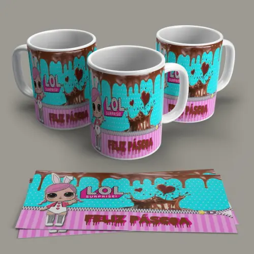 Caneca de Porcelana LOL Feliz Páscoa