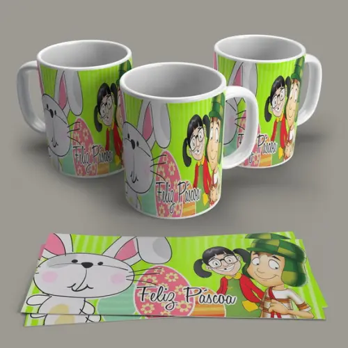 Caneca de Porcelana Feliz Páscoa