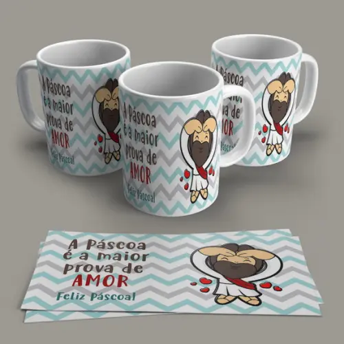 Caneca de Porcelana Feliz Páscoa