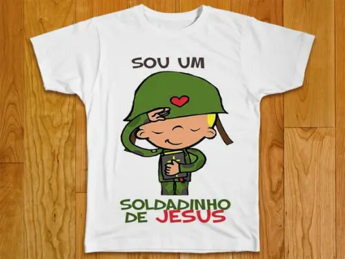 Camiseta Infantil Sou Um Soldadinho de Jesus