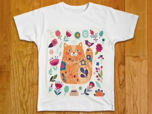 Camiseta Gato Floral