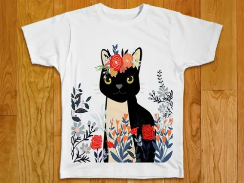 Camiseta Gato Floral