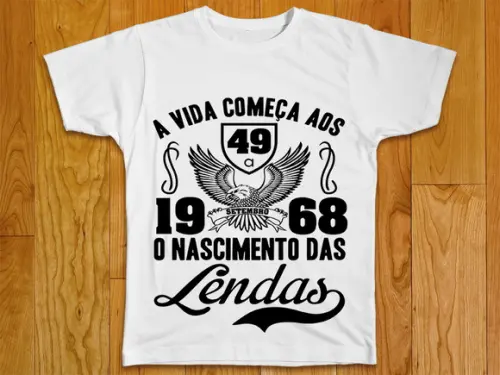 Camiseta A vida Começa aos 49 O Nascimento das Lendas