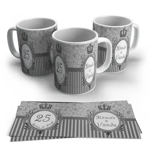 Caneca Porcelana Bodas de Prata