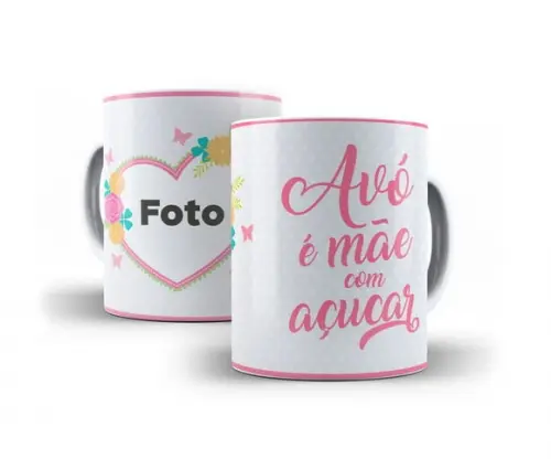 Caneca Avó É Mãe com Açucar Personalizada com Foto