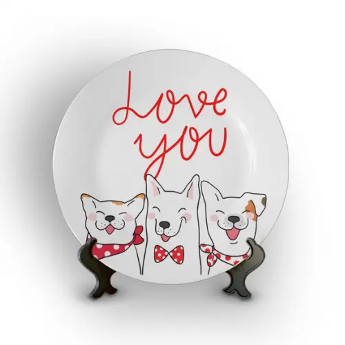 Prato Decorativo Love You Dogs