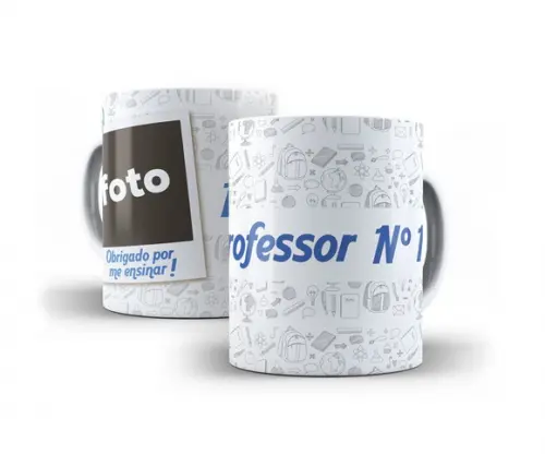 Caneca Porcelana Professor Número 1 com Foto
