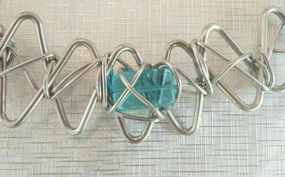 Colar em alumínio hipoalergênico e Murano Azul