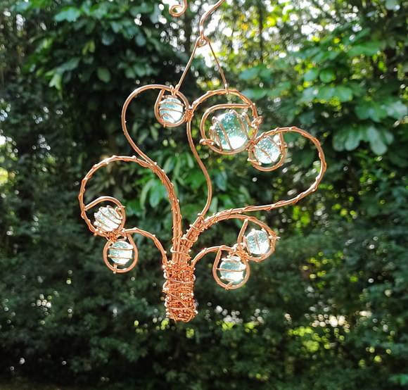 Suncatcher Árvore da Vida Desconstruída em Cobre e Azul