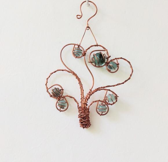 Suncatcher Árvore da Vida Desconstruída em Cobre e Azul
