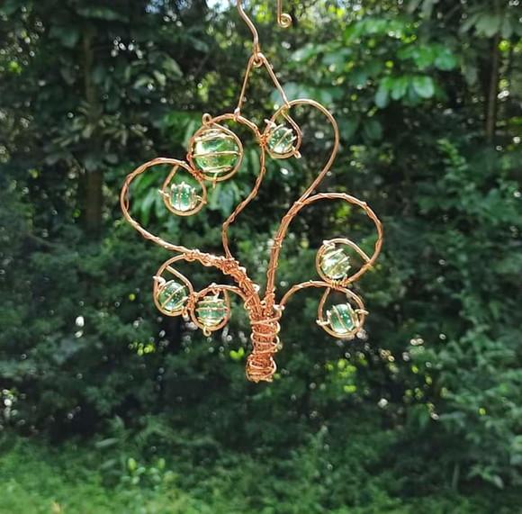 Suncatcher Árvore da Vida Desconstruída em Cobre e Verde