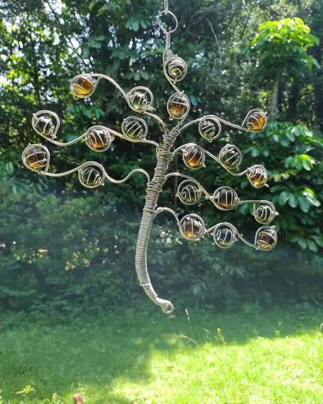 Suncatcher Árvore da Vida sem Círculo Cor Âmbar