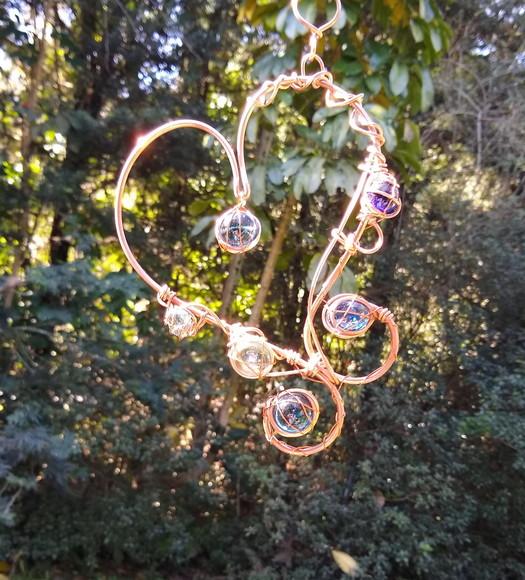 Suncatcher Coração Gauche Enrolado em cobre e azul