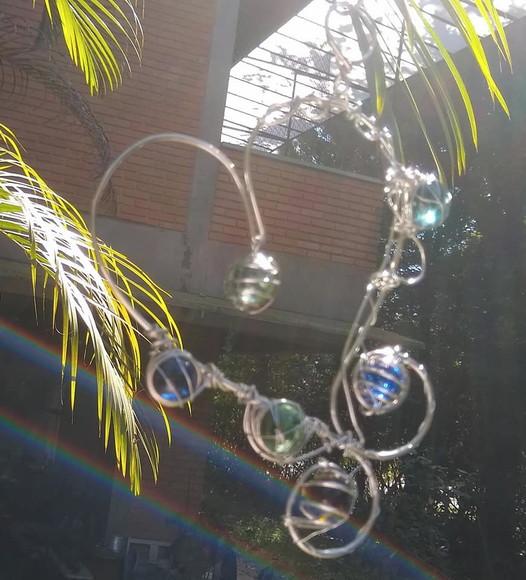 Suncatcher Coração Gauche Enrolado em tons de azul
