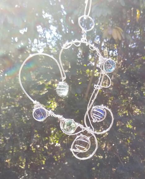 Suncatcher Coração Gauche Enrolado em tons de azul