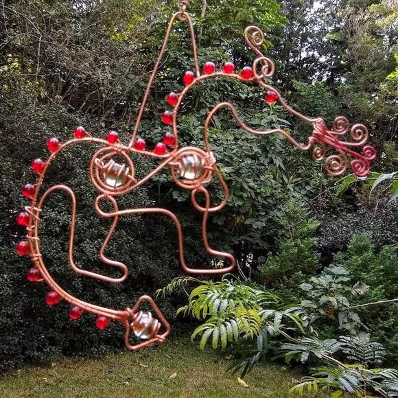 Suncatcher Dragão em cobre e tons vermelhos