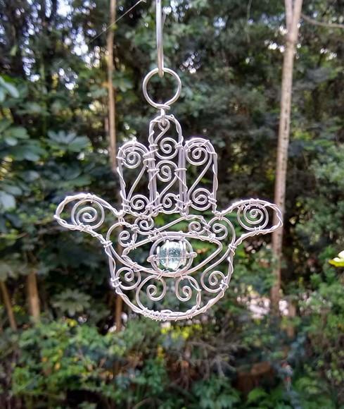 Suncatcher Hamsá/ Mão de Fátima Pequeno Verde Água